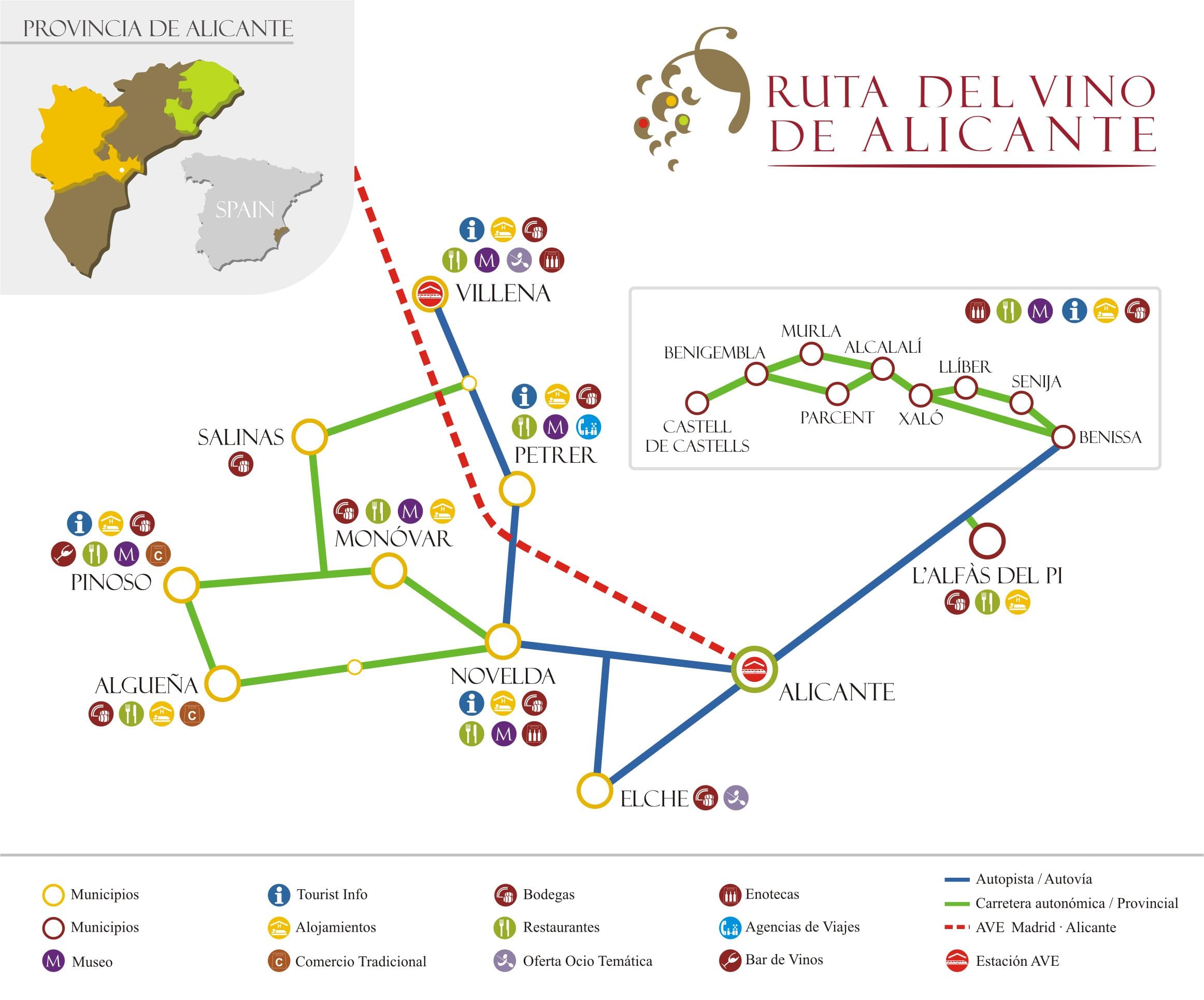 Mapa Turístico Ruta del Vino Alicante